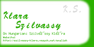 klara szilvassy business card